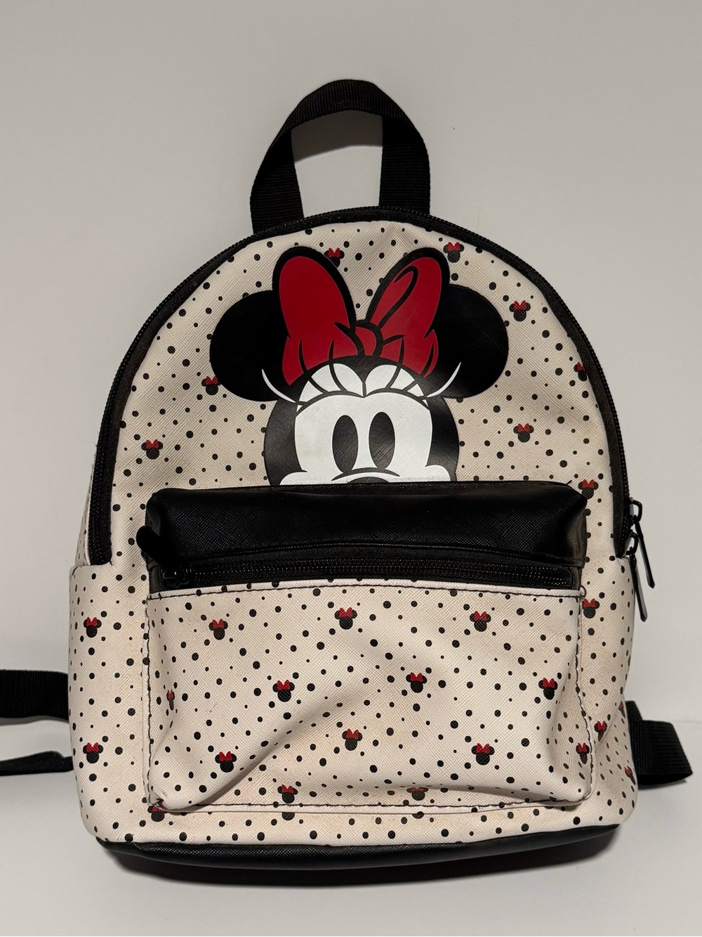 Bioworld Mini Backpack in Cream, Black & Red with Minnie Graphic